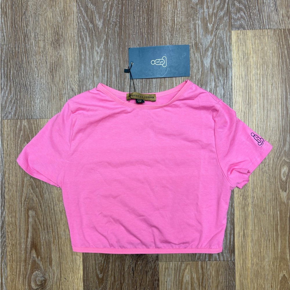 Hot Pink Crop Tee - Women’s Short Sleeve Top - Picture 1 of 6